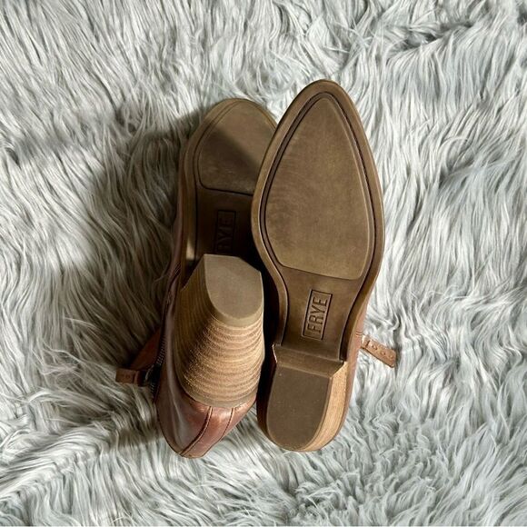 Frye Brown Heeled Boots with Chunky Heel and Open Toe - Picture 6 of 10